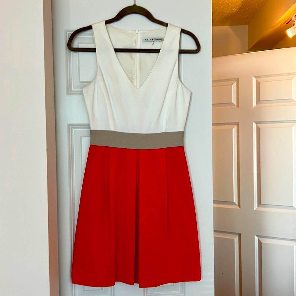 Trina Turk white and orange dress size 0